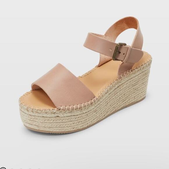 Soludos Minorca Platform Espadrille wedge sandals rose gold leather - Picture 1 of 12